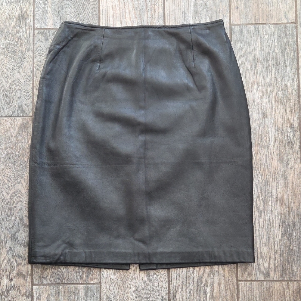 Croft & Barrow Black Leather Pencil Skirt